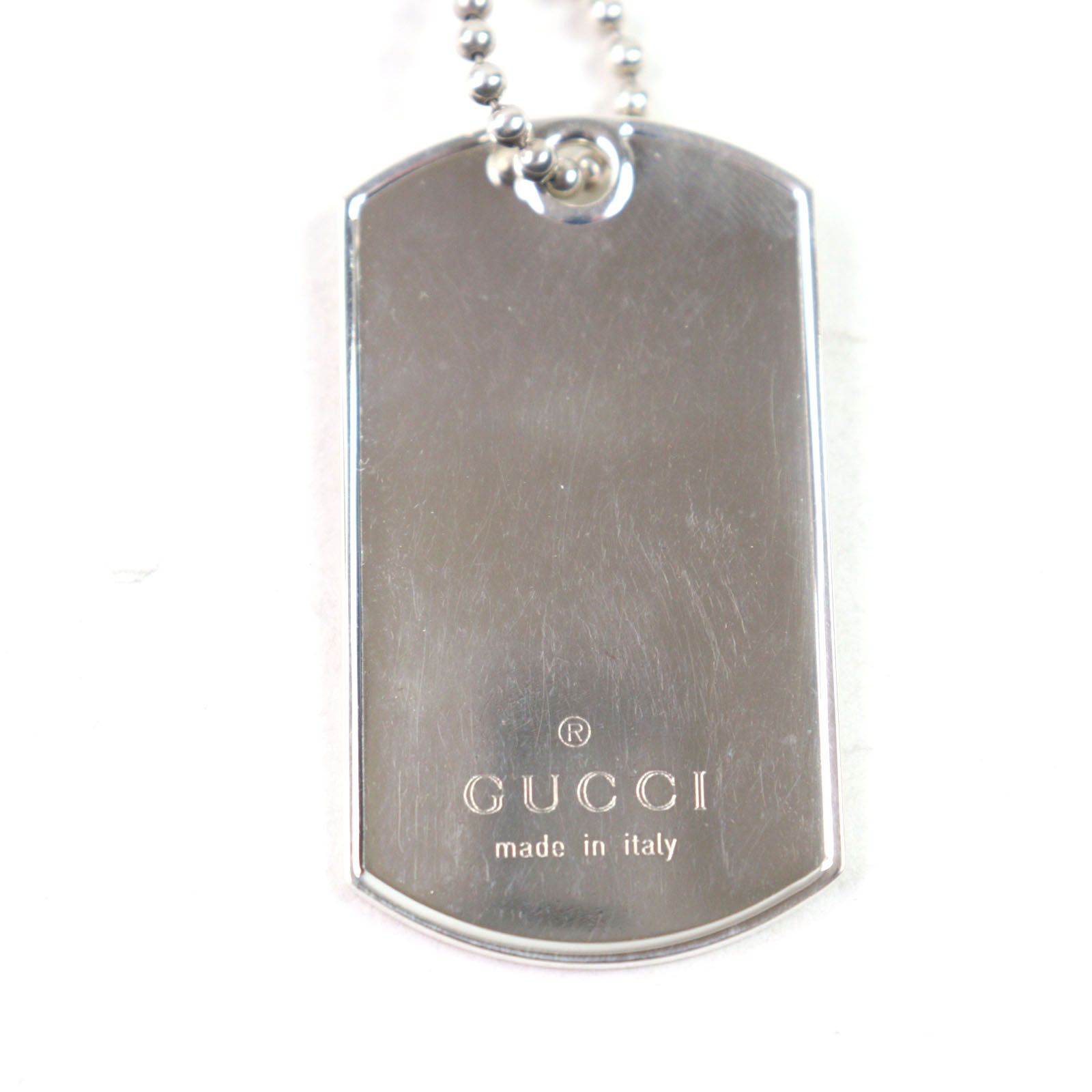 良品○GUCCI グッチ 925 ロゴ刻印 ダブルドッグタグ ボールチェーン