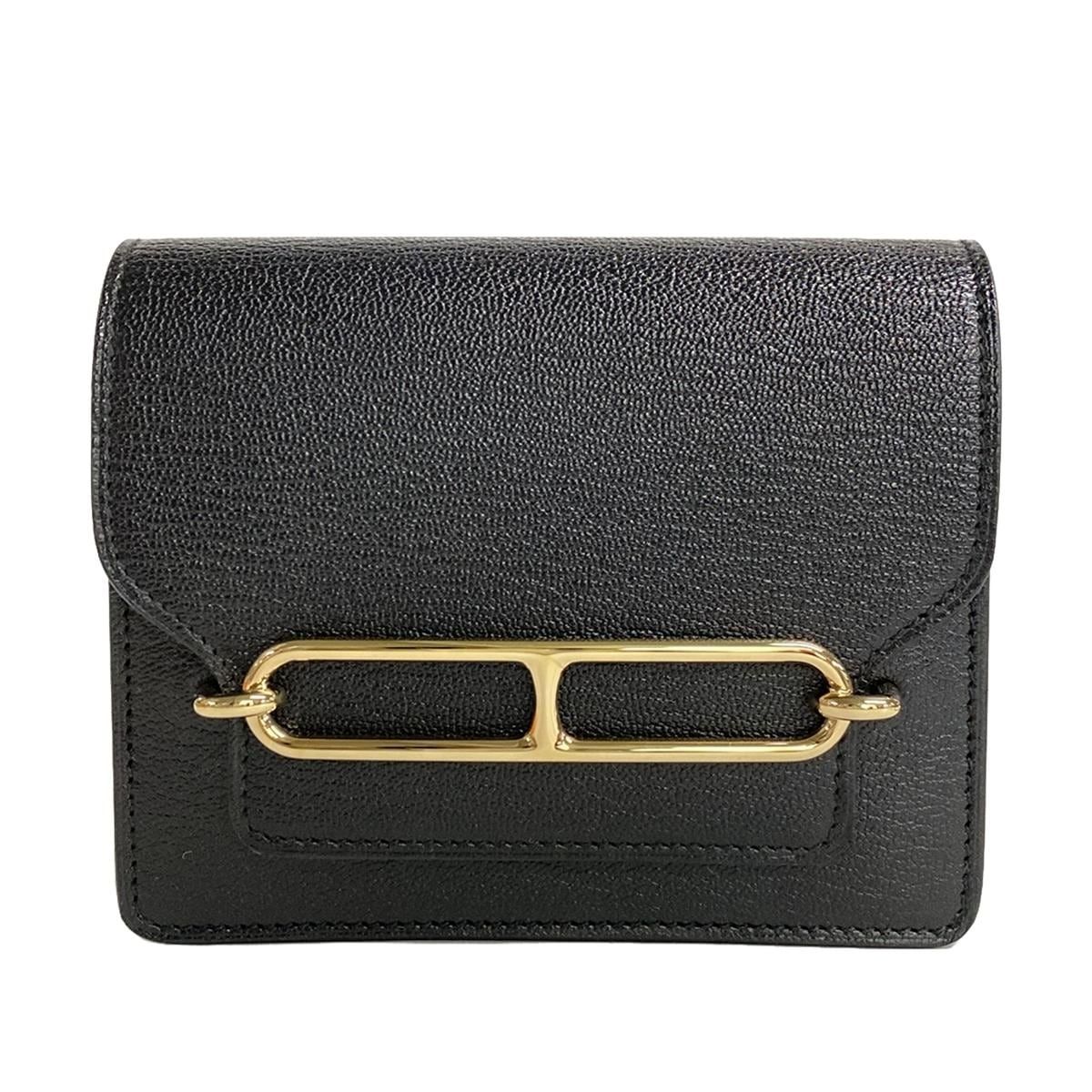 HERMES エルメス 財布 ロウリス|ルリ 黒 ゴールド金具