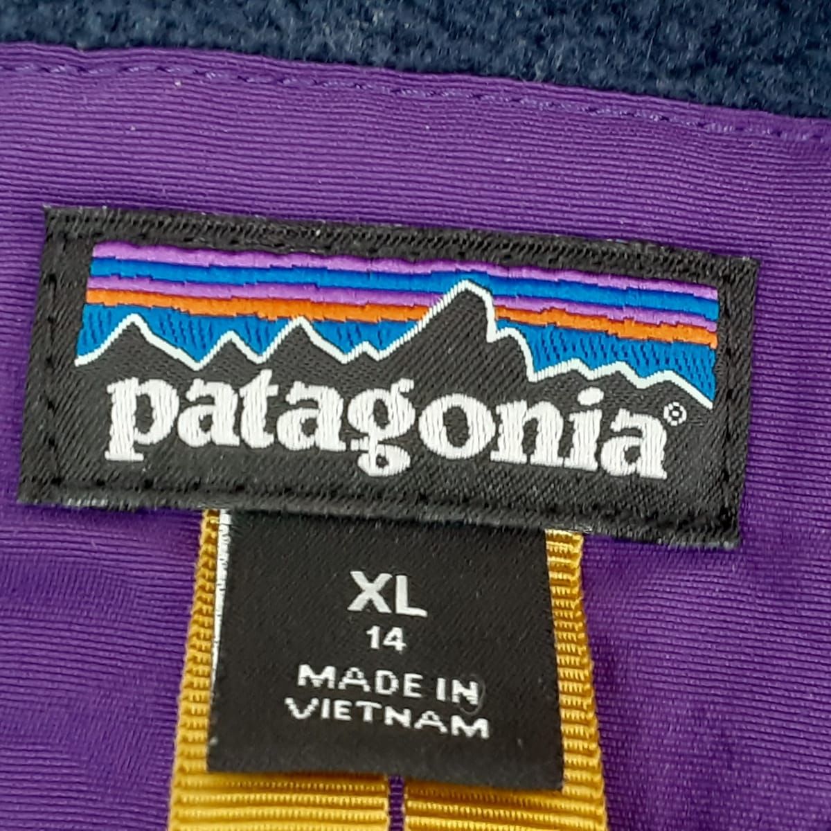 Patagonia(パタゴニア) ブルゾン サイズXL レディース美品 ダークネイビー×パープル フリース/ハーフジップ/チロリアンテープ