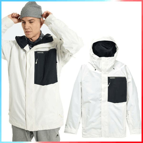 23-24 BURTON/バートン POWLINE GORE-TEX パウライン メンズ レディース ゴアテックス ジャケット スノーボードウェア 2024 型落ち L Stout-White/True-Black