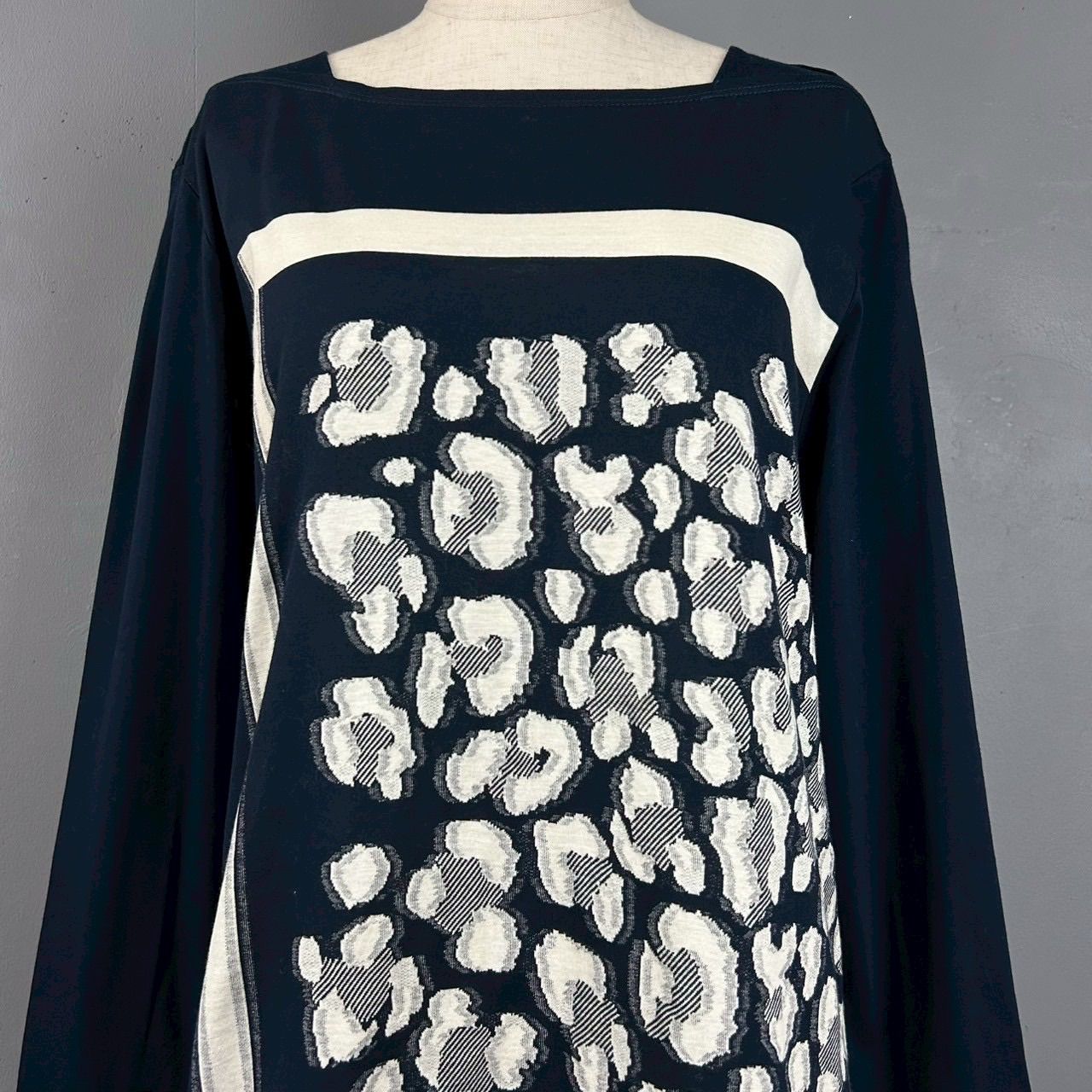 ☆ EVEX by KRIZIA クリッツィア 大きめ ジャケット ツィード × リアルレザー サイズ 46 ☆ EVEX by KRIZIA エヴェックスバイクリツィア 大きいサイズ ニット