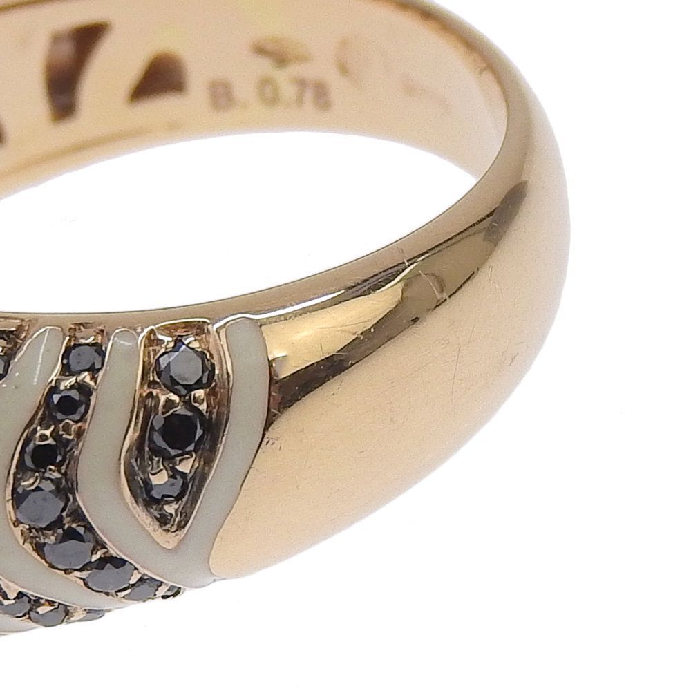 返品OK】合計0.78ct 天然ブラックダイヤ リング 13.5号 K18PG エナメル 
