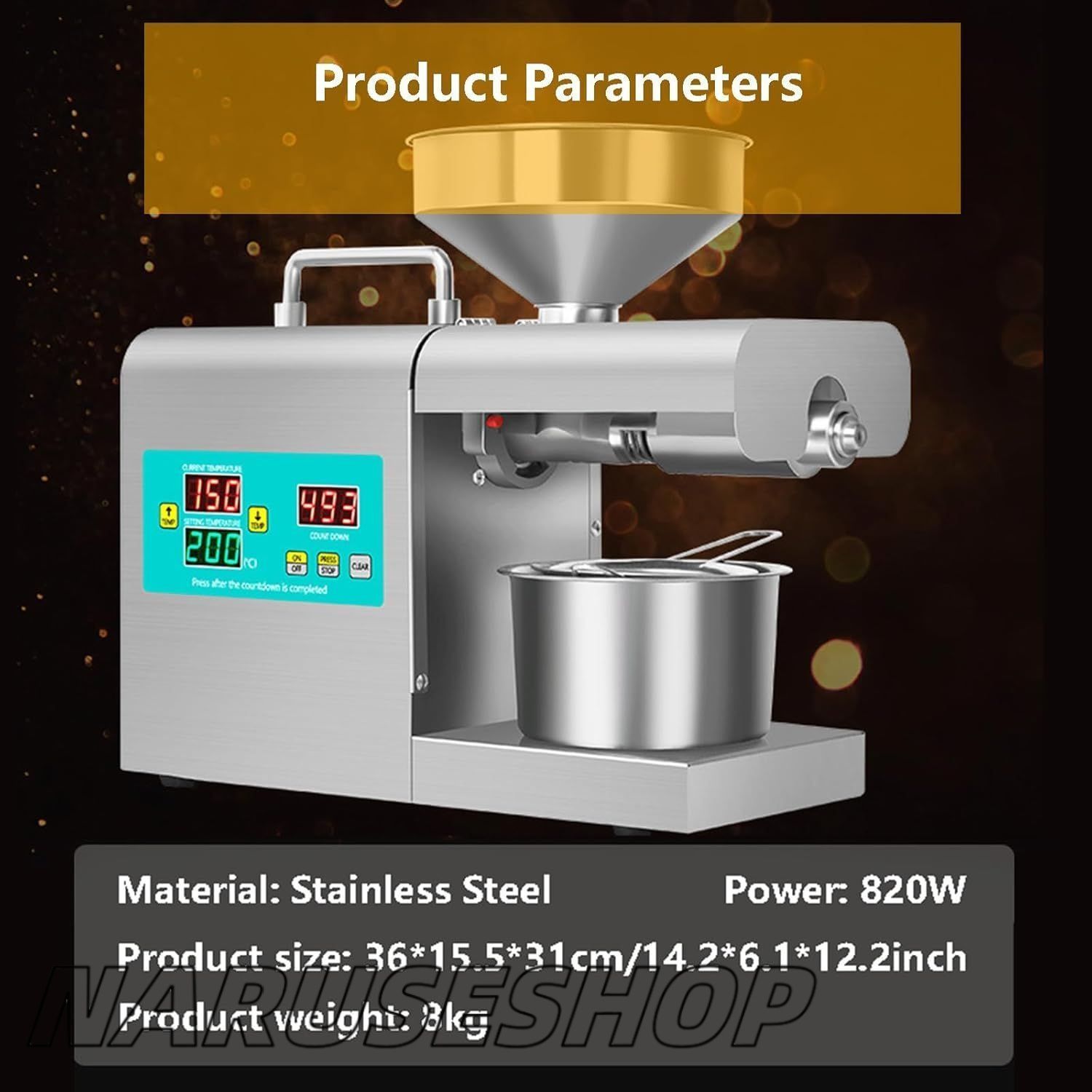 業務用オイルプレス機 自動コールド|ホットナッツシードオイルグラインダー ステンレススチールバレル50℃-230℃付き電動工業用オイルエ