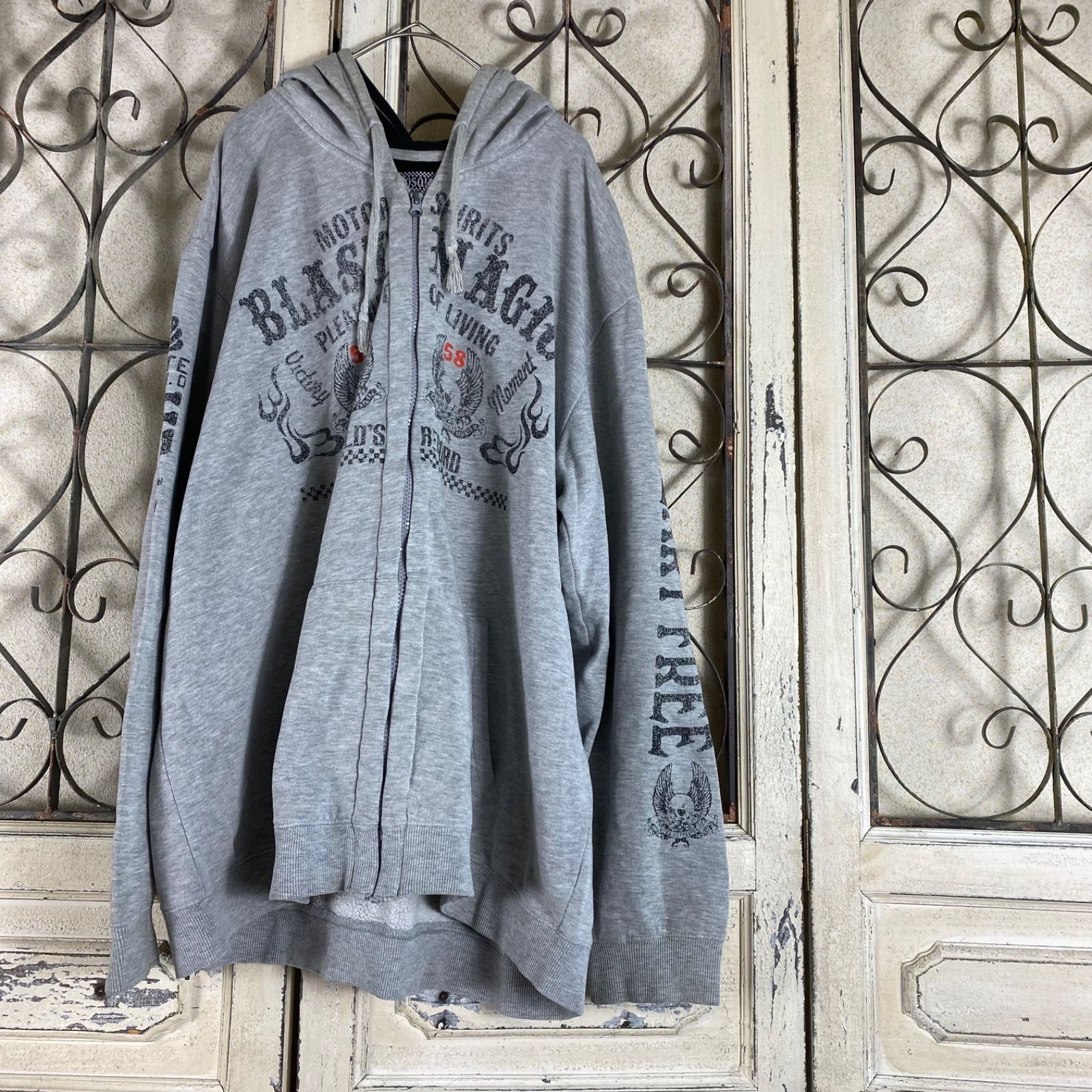 古着 Zadig&Voltaire スカル プリント ジップアップ パーカー