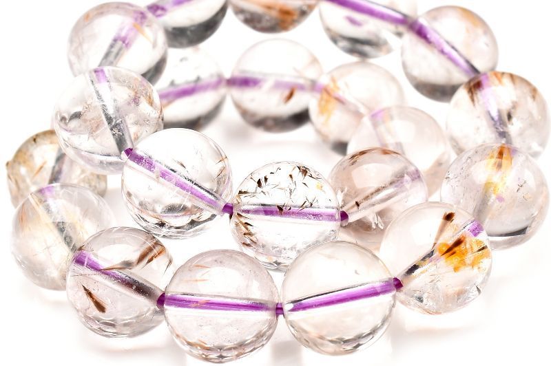 金色の天使の羽✨天然石カコクセナイトインアメジストブレスレット 1点物】希少◇黄金の羽根 カコクセナイトインアメジスト 8.5mm