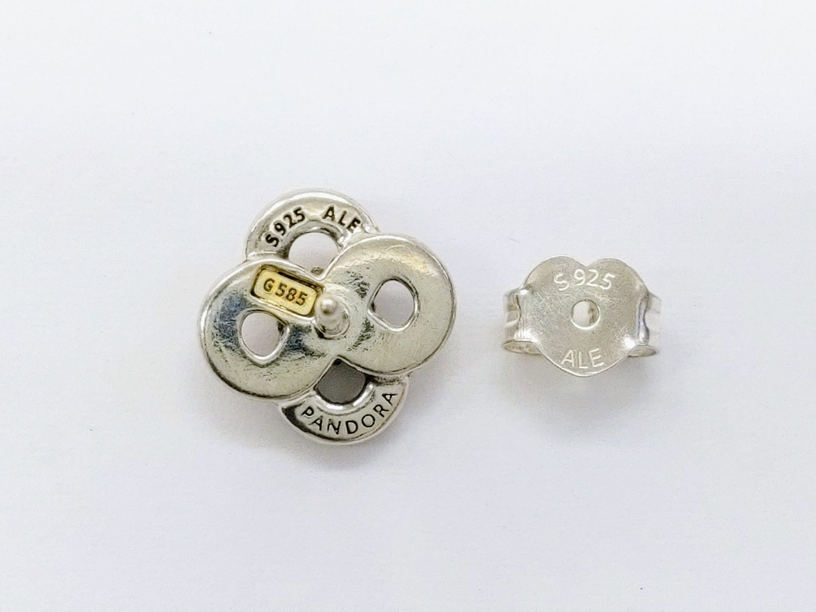 パンドラピアス S925/G585 Pandora パンドラ ツートン フラワー ピアス【K776