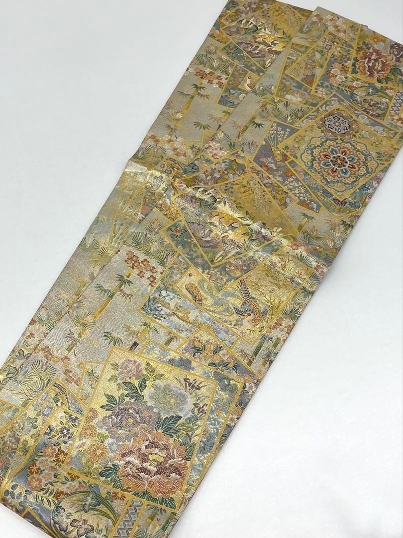 西陣あさぎ 近代花鳥画 袋帯 リス 鳥 動物 正絹 全通 H313 西陣あさぎ 近代花鳥画 袋帯 リス 鳥 動物 正絹 全通 H313 【公式通販】