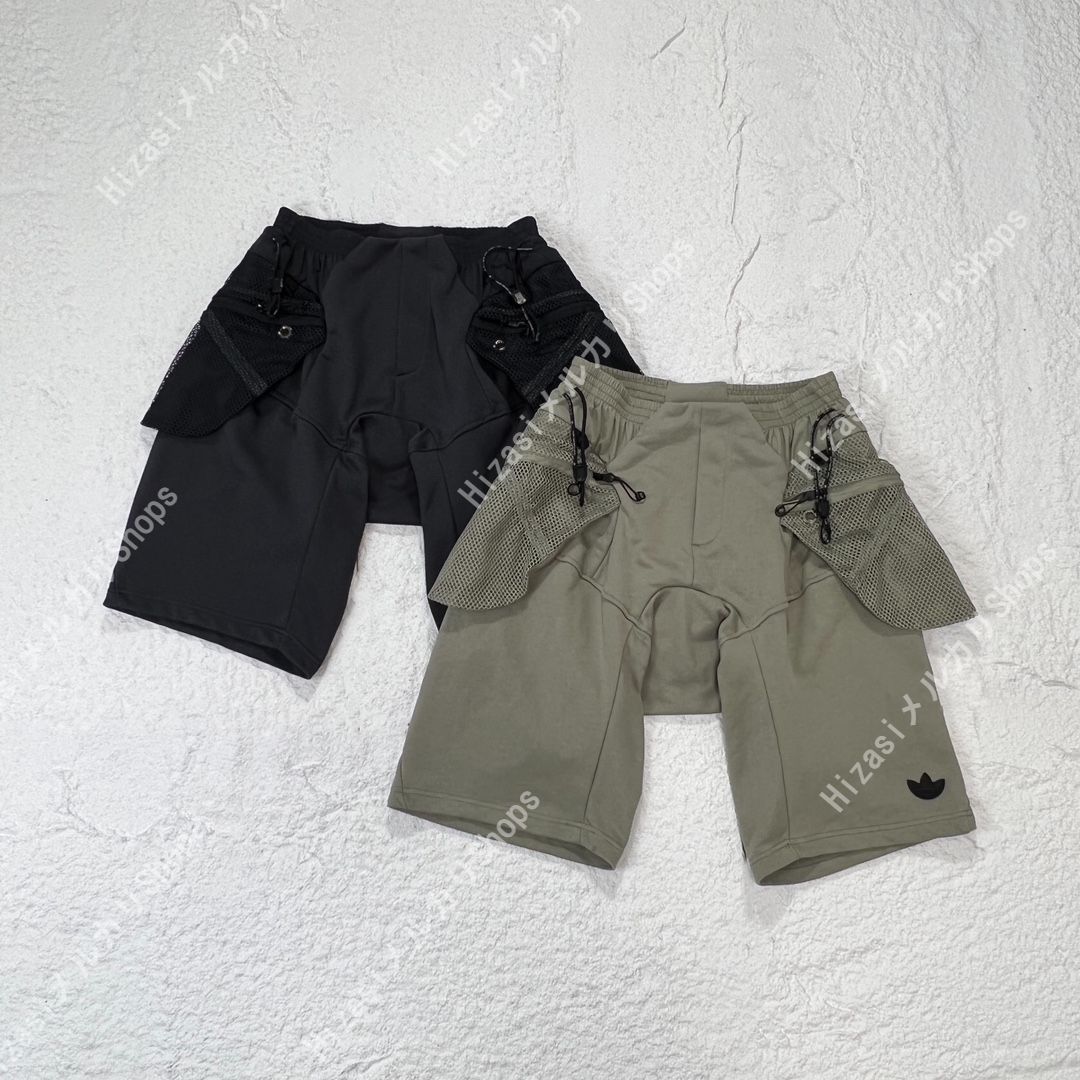 Hamcus X Adidas external geo pocket shorts 2色：Black/grey