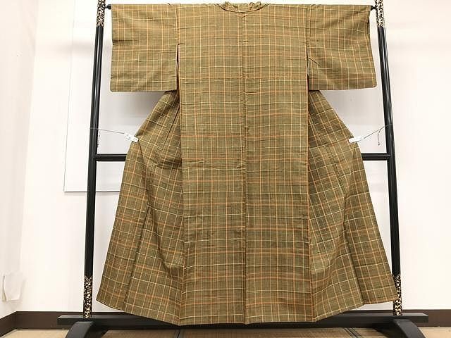 平和屋着物▽上質な紬 単衣 霞花文 正絹 逸品 CAAU3804xi