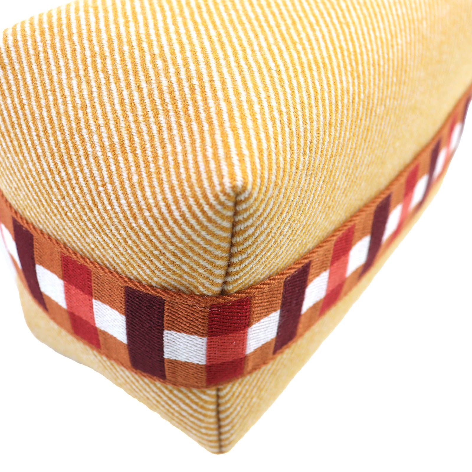 HERMES エルメス ブリッド ア ブラック PM オ カレ ウール100％ フォーブ オレンジ シルバー金具 Hロゴ ハンドバック ポーチ フランス製 レディース DECORATOM_COM_BR