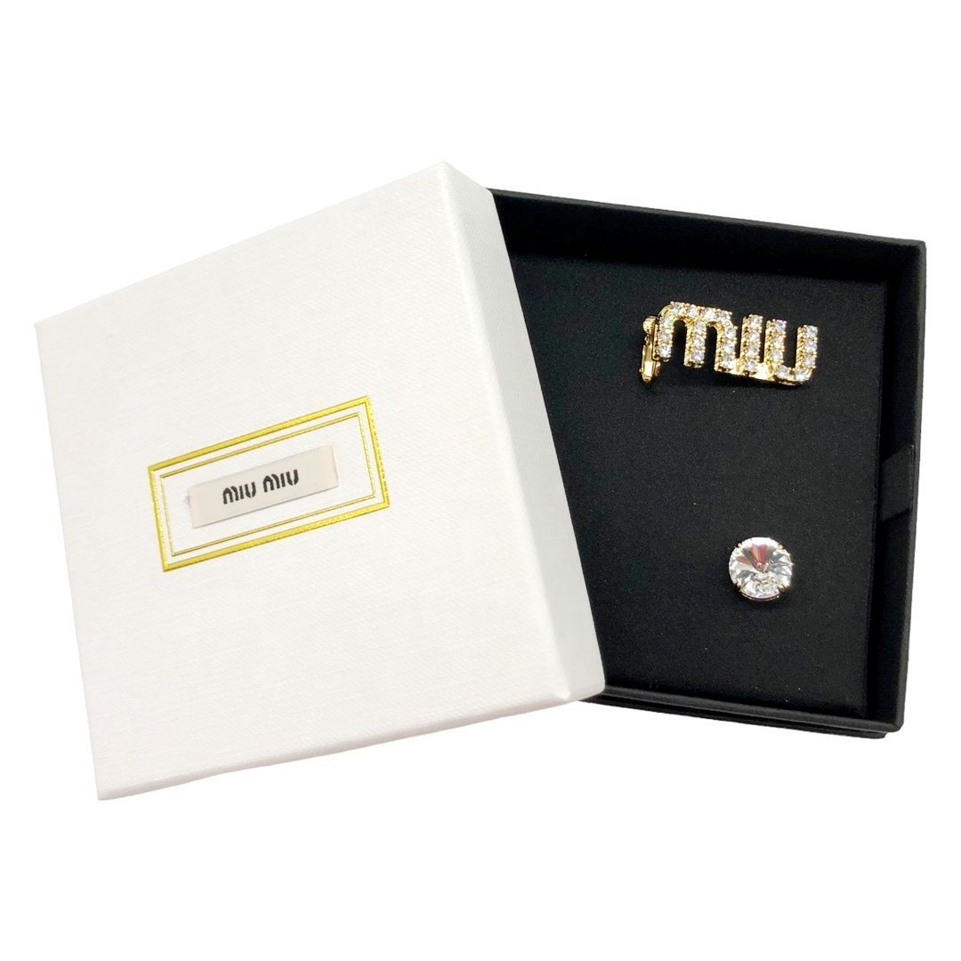 ♪06173 MIU MIU クリスタル ロゴ ピアス 5J0760 - メルカリ
