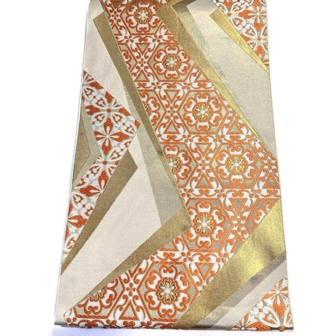 袋帯 川島織物 色紙模様 花六角 菊花 金糸 着物 092a p - メルカリ