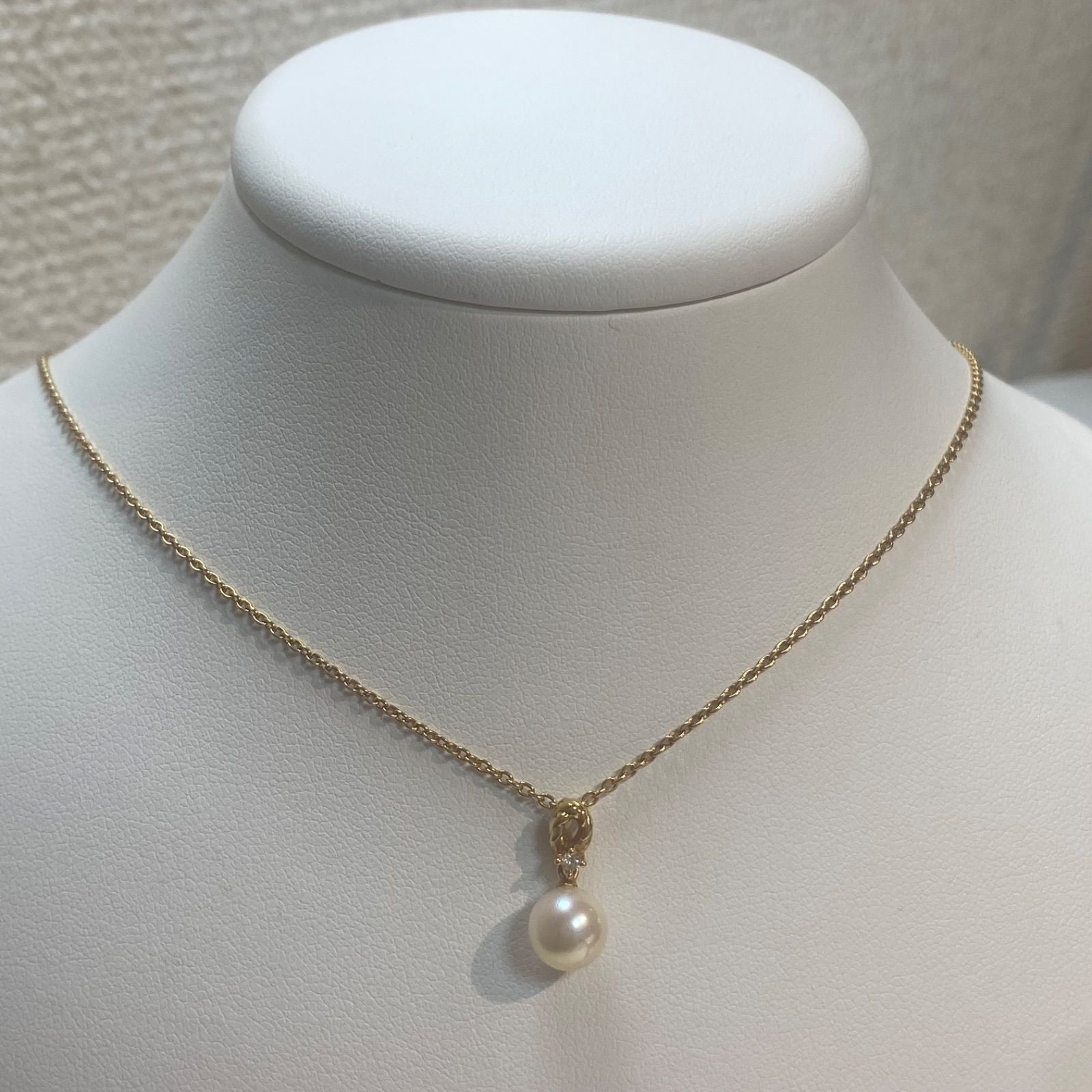 TASAKI 一粒パールネックレス K18 パール7.16㎜/ダイヤモンド0.02ct 40cm - メルカリ