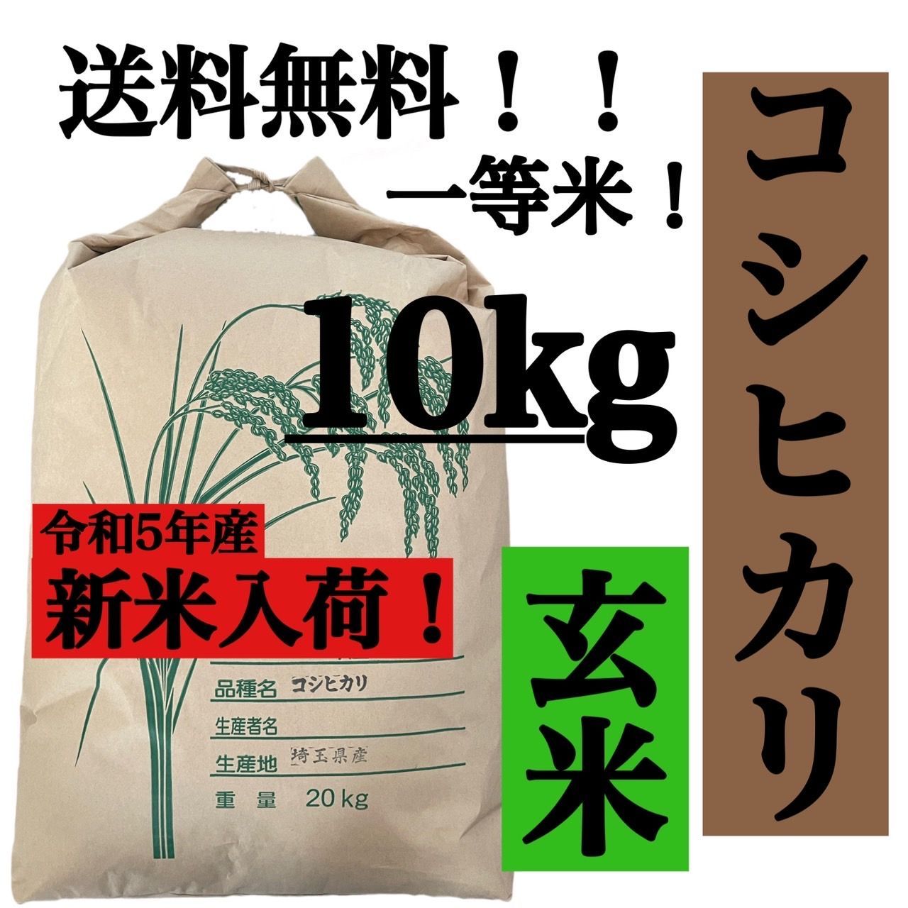 玄米 10kg コシヒカリ 新米 埼玉県産 令和5年産 送料無料 米 10