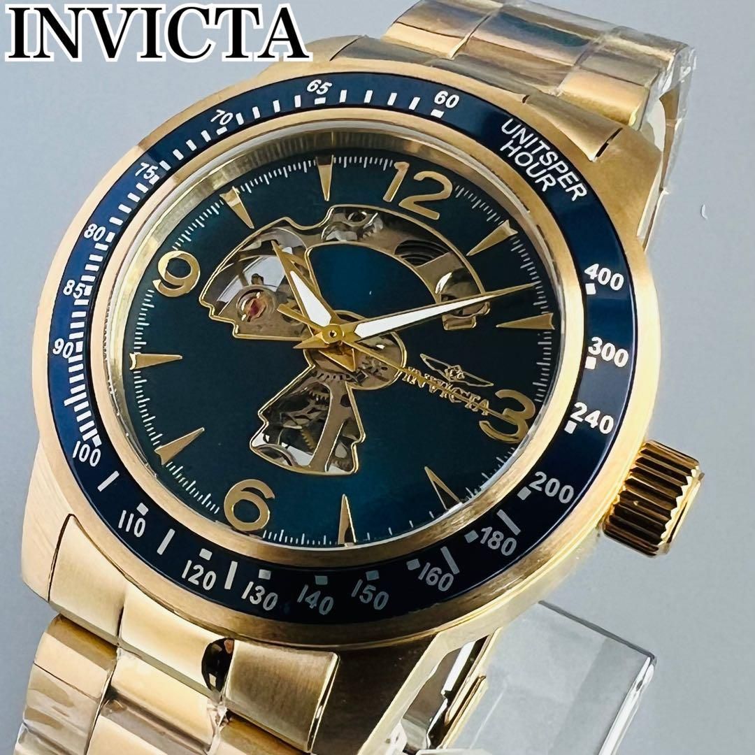 INVICTA インビクタ 腕時計 自動巻き ブルー ゴールド メンズ ケース付属 新品 スケルトン スペシャリティ ブランド おしゃれ かっこいい  - メルカリ