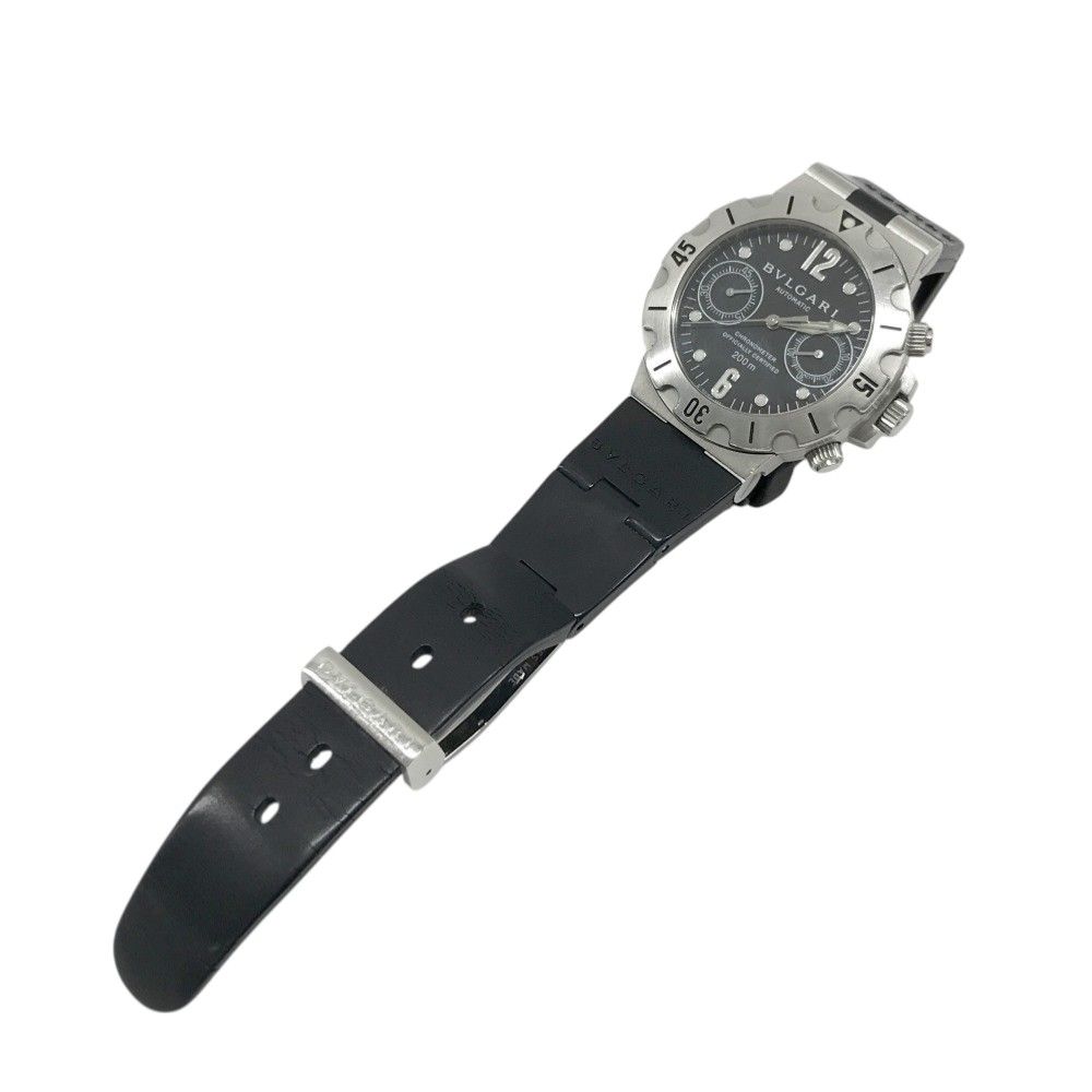 BVLGARI アナログ時計 シルバー× ブラック BVLGARI ブルガリ SCB38S ディアゴノ ブラックダイヤル 自動巻き