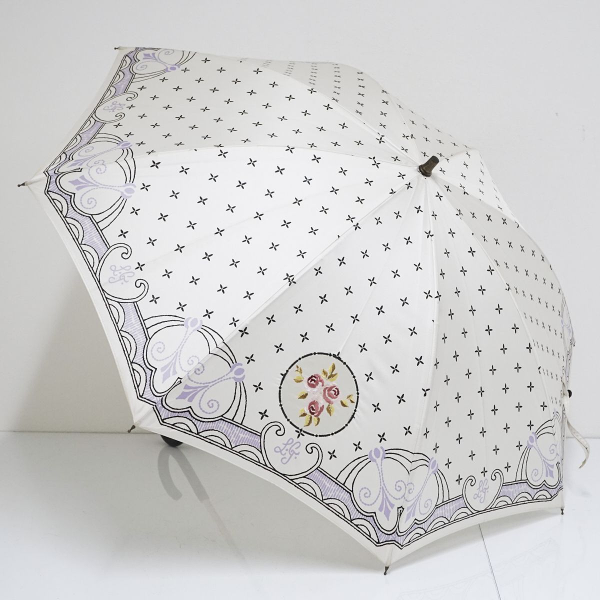 未使用品 ルルギネス LULUGUINESS 日傘 晴雨兼用 晴雨兼用日傘 LULU GUINNESS ルルギネス USED美品 かわいい 刺繍