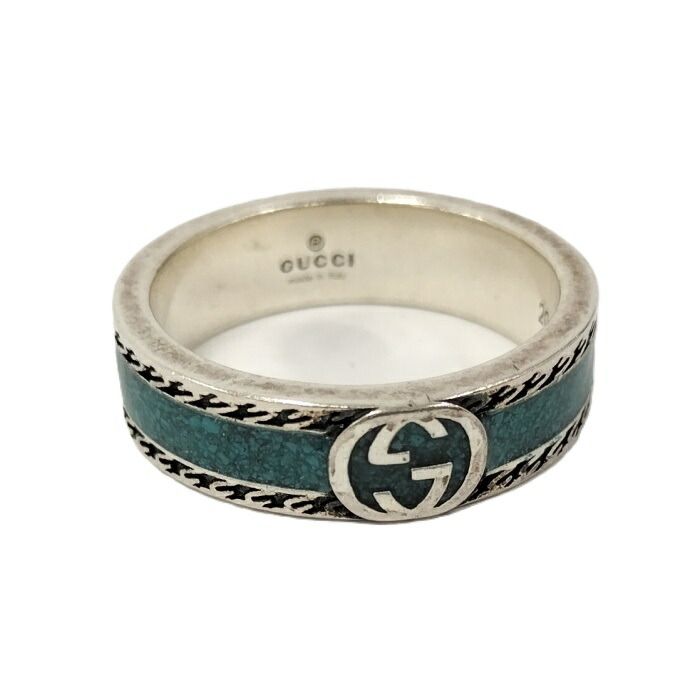 GUCCI リング インターロッキングG SV925 ブルー シルバー 645573