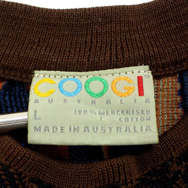 COOGI マルチカラー　メンズニット 90s vintage COOGI 総柄 3Dニット マルチカラー ニットセーター