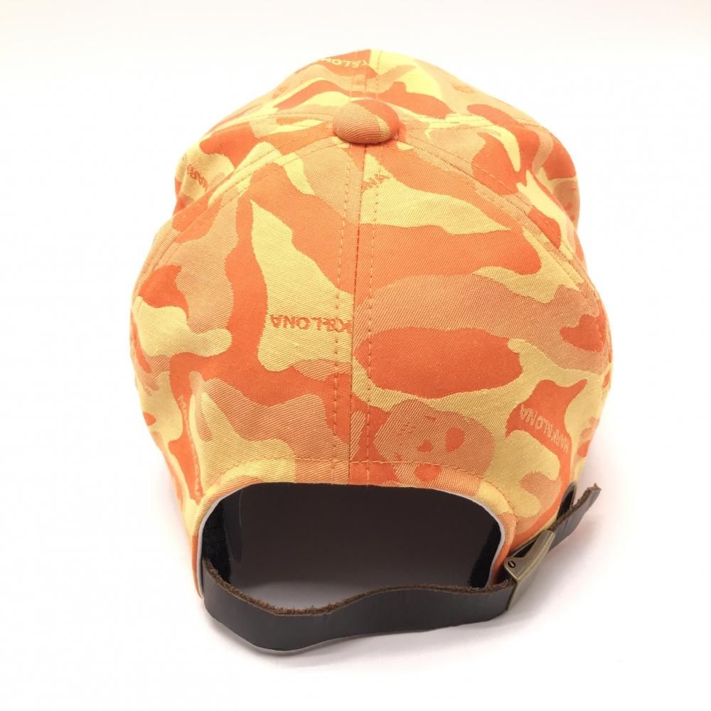 MARK & LONA キャップ　カモフラ　ゴルフ　スカル 美品】マークアンドロナ キャップ オレンジ カモフラ 迷彩 スカル S
