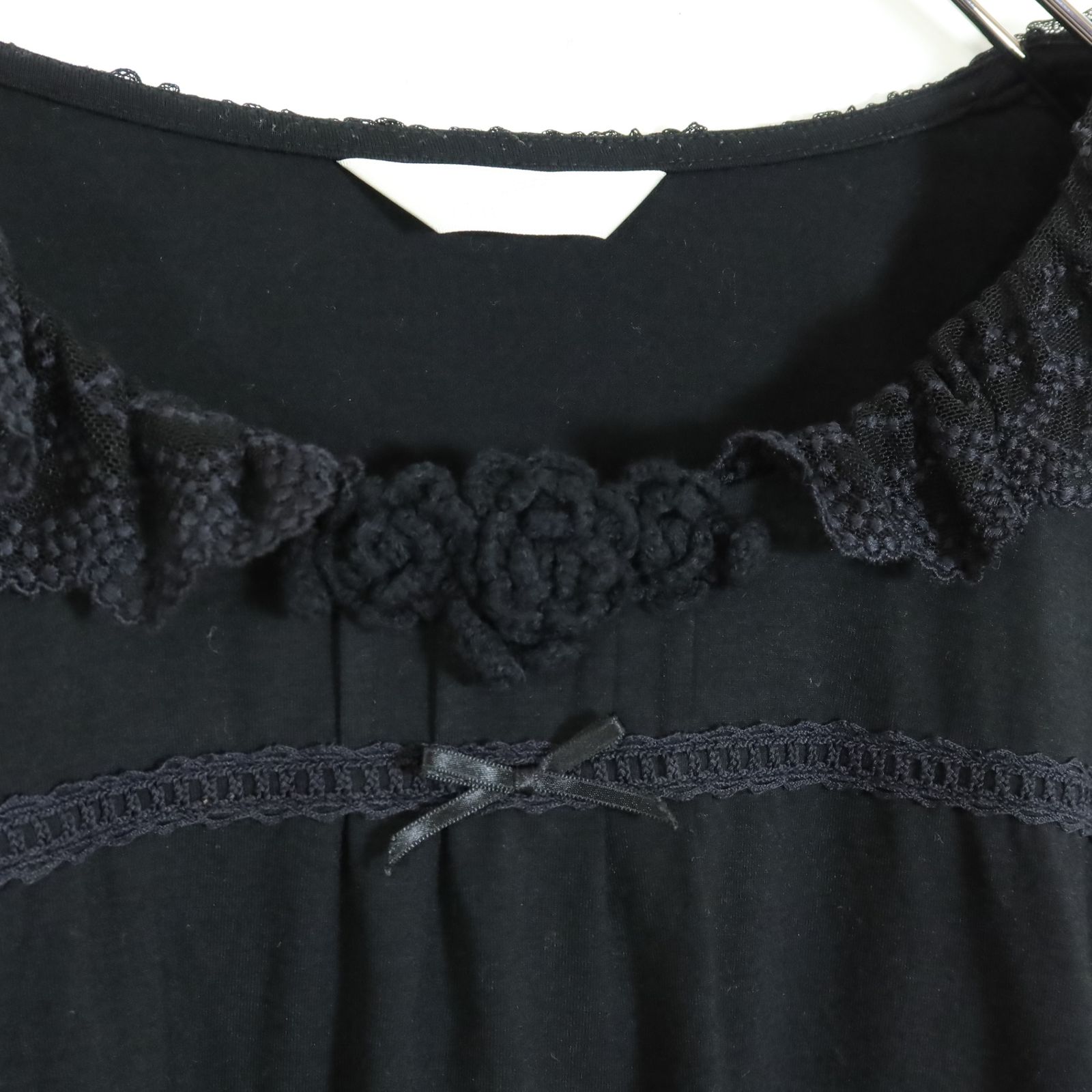 ピンクハウス☆リボン長袖Tシャツ ピコレース ドットチュールレース 
