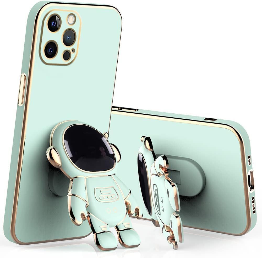 【数量限定】（iPhone16 携帯ケース 落下防止 耐冲撃 アイフォンケース iPhoneケース おもしろ かわいい スタンド 流行 宇宙 宇宙飛行士 立体 光沢 ツヤ Pro，緑） お洒落くすみカラー 韓国 おし