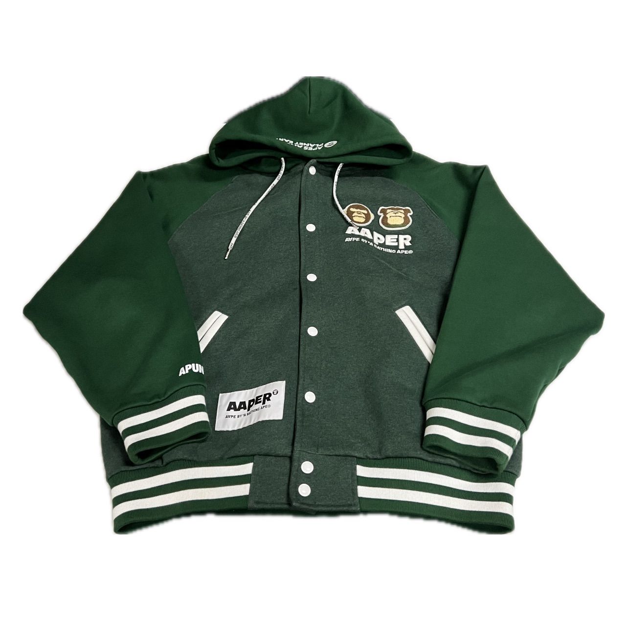 68.AAPE by A BATHIN APE AAPER ALDO AND BRAVO BUTTON HOODIE Lサイズ 併売品