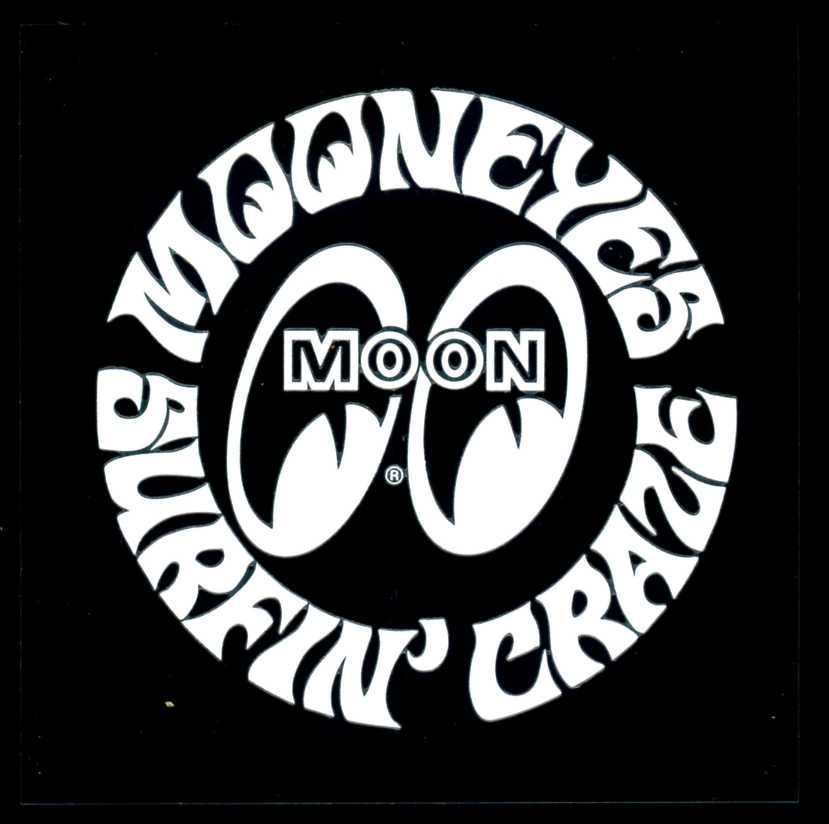 1枚 ムーンアイズ MOONEYES SURFIN CRAZEステッカー（ホワイト