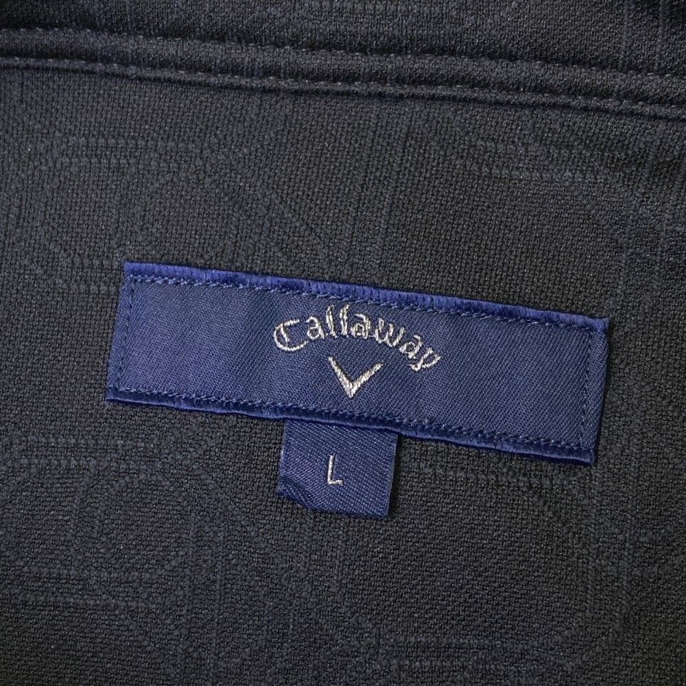 サイズ：L CALLAWAY キャロウェイ  長袖ポロシャツ 総柄 ブラック系 [240101473879] ゴルフウェア メンズ ストスト サイズ：L CALLAWAY キャロウェイ 長袖ポロシャツ 総柄 ブラック