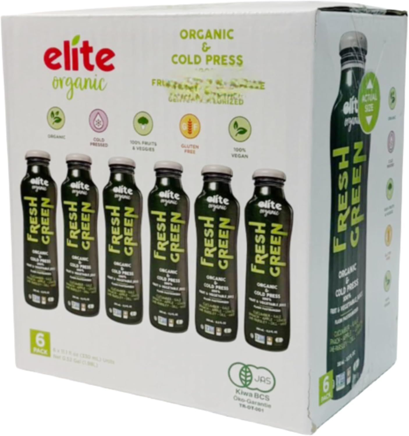 エリート オーガニック コールドプレス グリーンジュース 330ml×6本入 有機 elite コストコ
