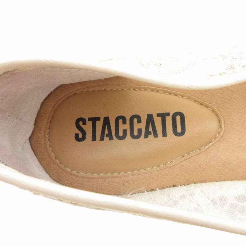 スタッカート　レース フラットシューズ ビジュー付き スタッカート STACCATO フラットシューズ レース ビジュー装飾