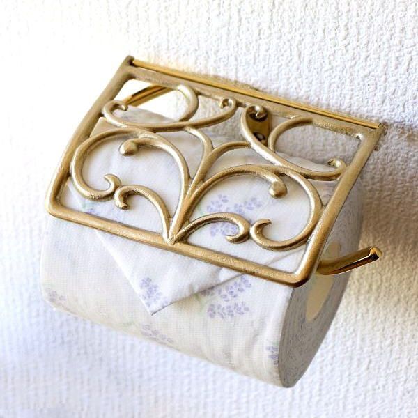 トイレットペーパーホルダー カバー 真鍮 アンティーク エレガント おしゃれ ゴールド 金 ブラスペーパーホルダー G