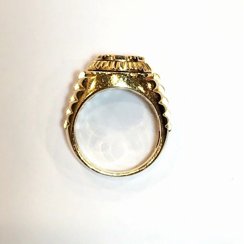 K18YG メレダイヤモンド1.00ct 印台 メンズリング 15.02g 17号 【中古  