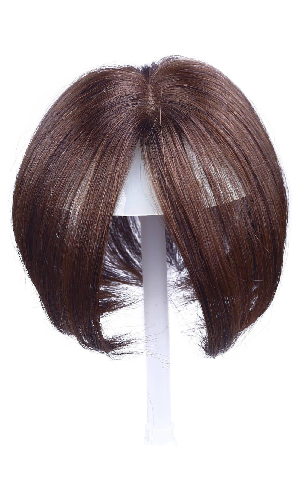 ふんわり感 通気 軽薄 増毛 抜け毛 女性用 脱毛症 ヘアピース 分け目 ポイントウィッグ 白髪隠し ボリュームアップ 医療用 小顔効果 手植え 人毛 センター分け 部分ウィッグ 焦げ茶色 YOYO