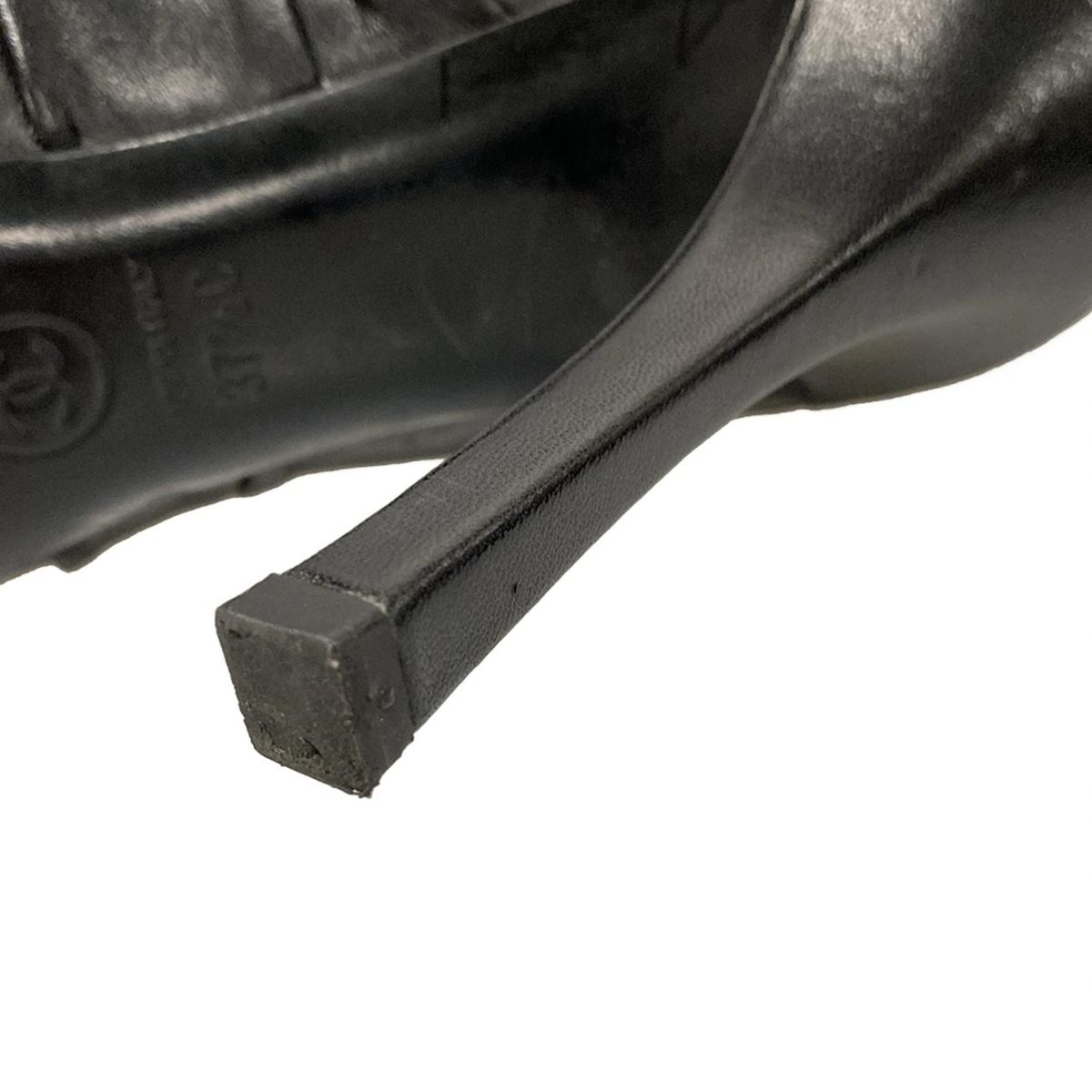 CHANEL シャネル ブーティ 37 1|2 C レディース G28629 黒 カメリア|ココマーク|ドレープ|アウトソール張替済 レザー KIN-KAAI_COM