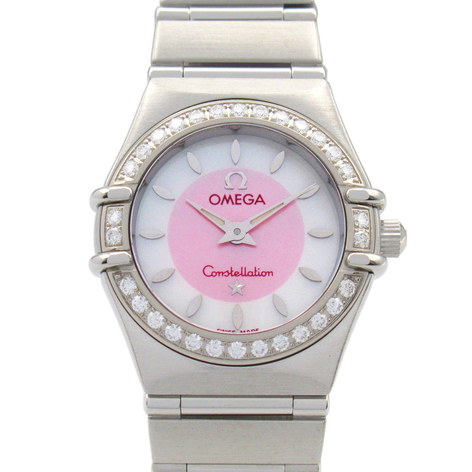 オメガ OMEGA 腕時計 コンステレーション ミニ ダイヤベゼル 1466.85 ホワイトシェル|ピンクシェル ステンレススチール コンステレーション ミニ ダイヤベゼル レディース Used A