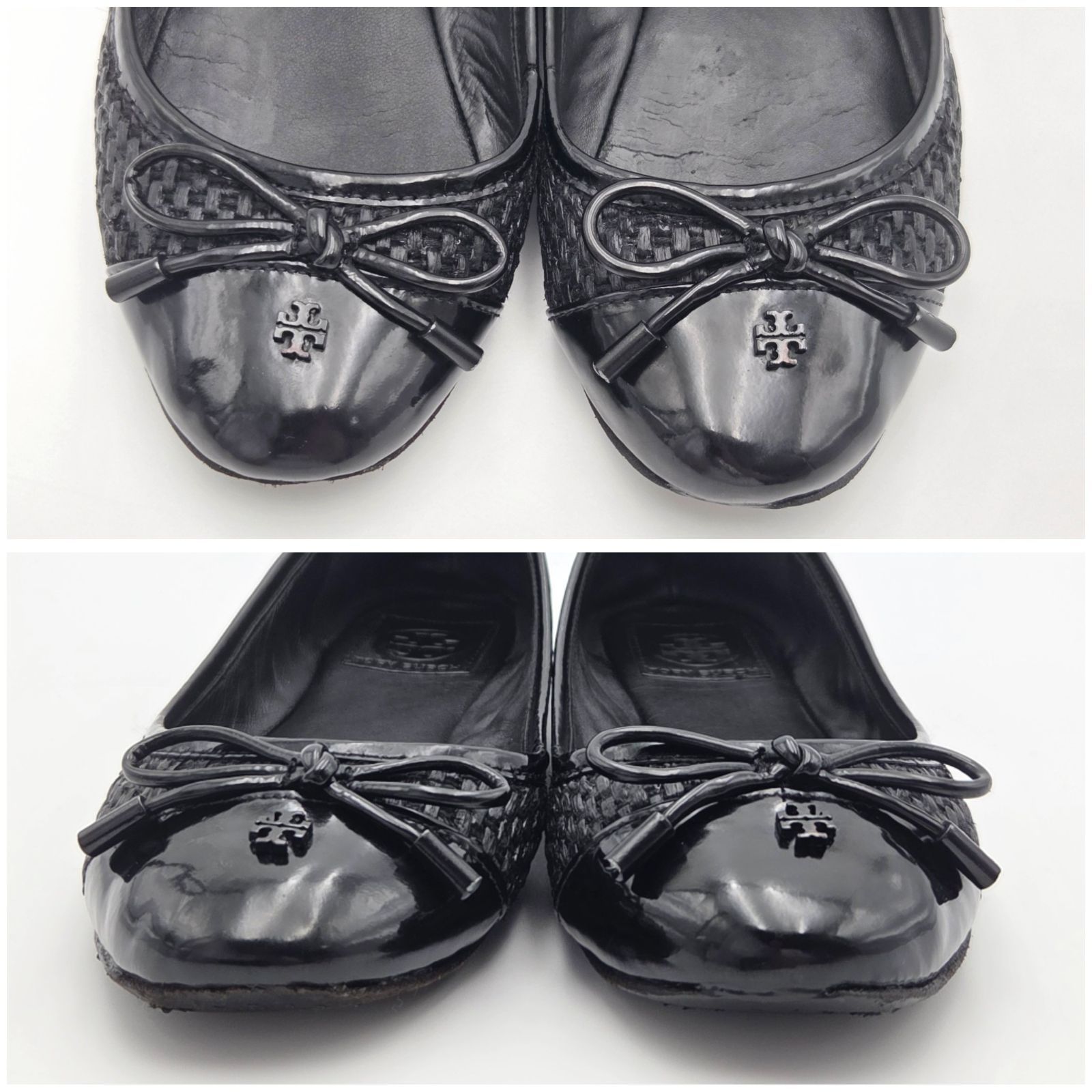トリーバーチ　リボン　フラットシューズ TORY BURCH トリーバーチ フラットシューズ リボン ストロー 5.5