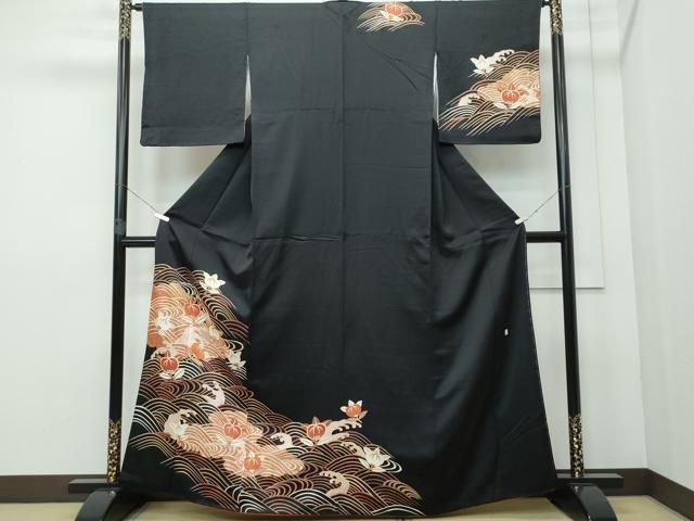 平和屋着物■上質な小紋　総絞り　椿花文　逸品　未使用　BAAH7407yc 平和屋着物▽上質な小紋 単衣 草花文 暈し染め 正絹 逸品