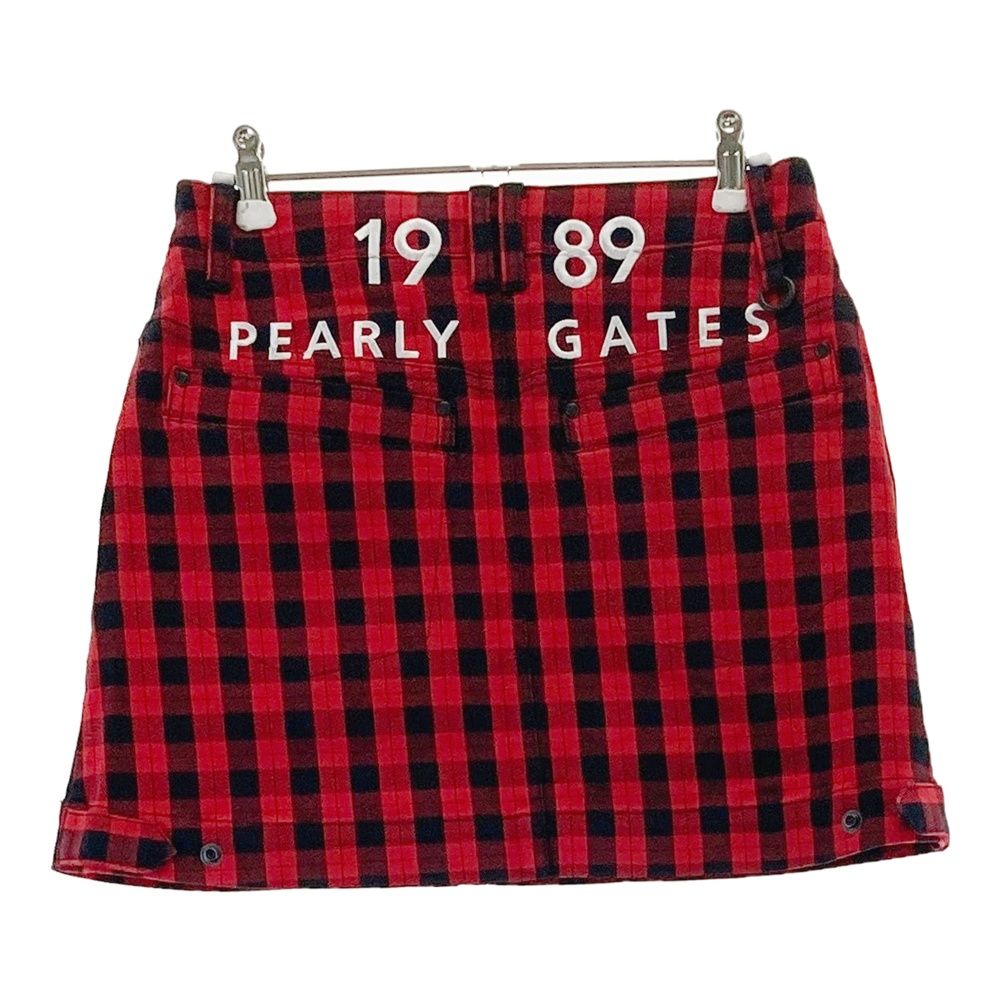 サイズ 0 PEARLY GATES パーリーゲイツ 055-1234004 ストレッチスカート チェック柄 レッド系 240101528512 ゴルフウェア レディース ストスト