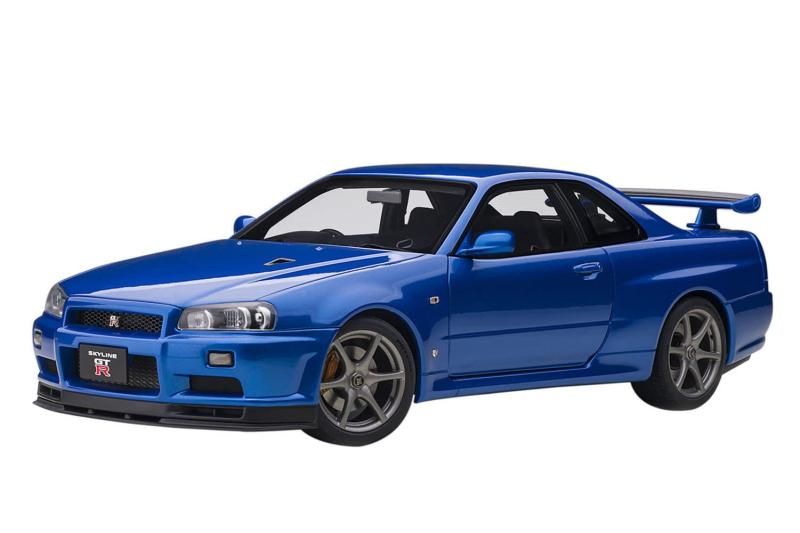 AUTOart 1|18 ニッサン スカイライン GT-R R34 Vスペック II ベイサイドブルー 完成品 77408
