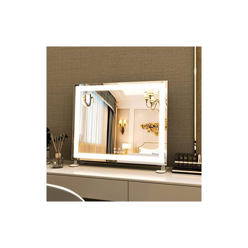 BEAUTME 化粧鏡 女優ミラー 卓上 3色モード 調整 ホワイト BEAUTME