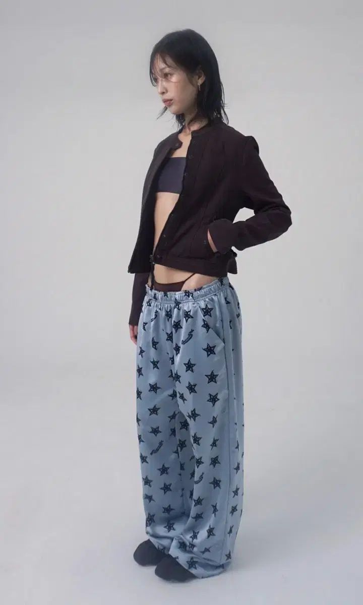 Star charm satin pants ララミミ
