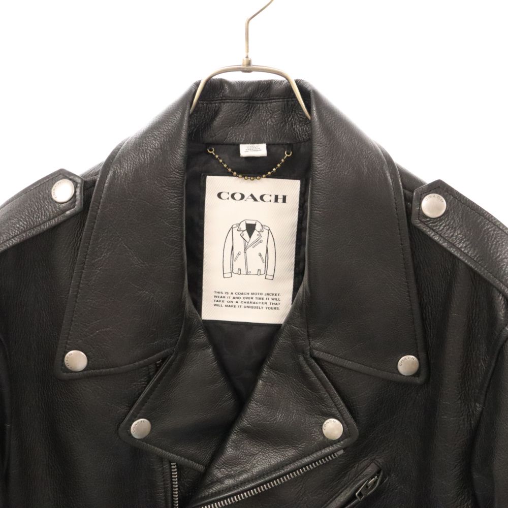 COACH (コーチ) オーバーサイズド レザー バイカー ダブルライダース