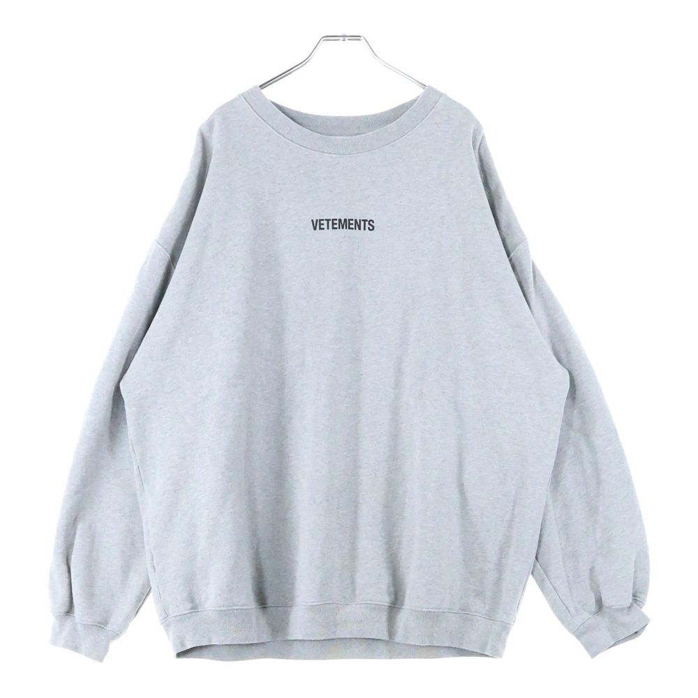VETEMENTS ヴェトモン 19AW INVERTED LOGO SWEATSHIRT インバーテッド ロゴ クルーネックスウェットトレーナー グレー UAH20TR726