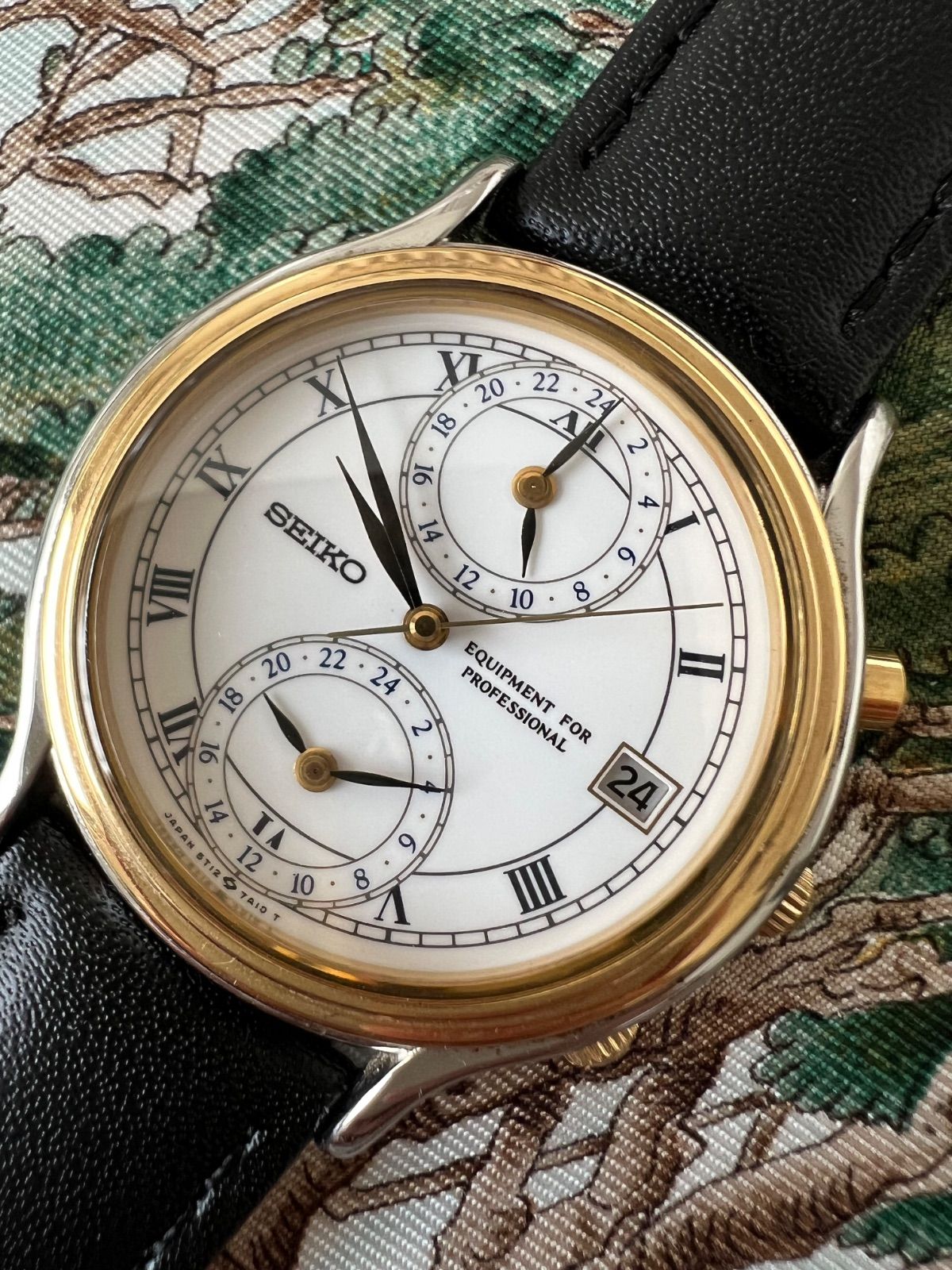 セイコー クロノグラフ クオーツ時計 5T12-7A10 稼働品