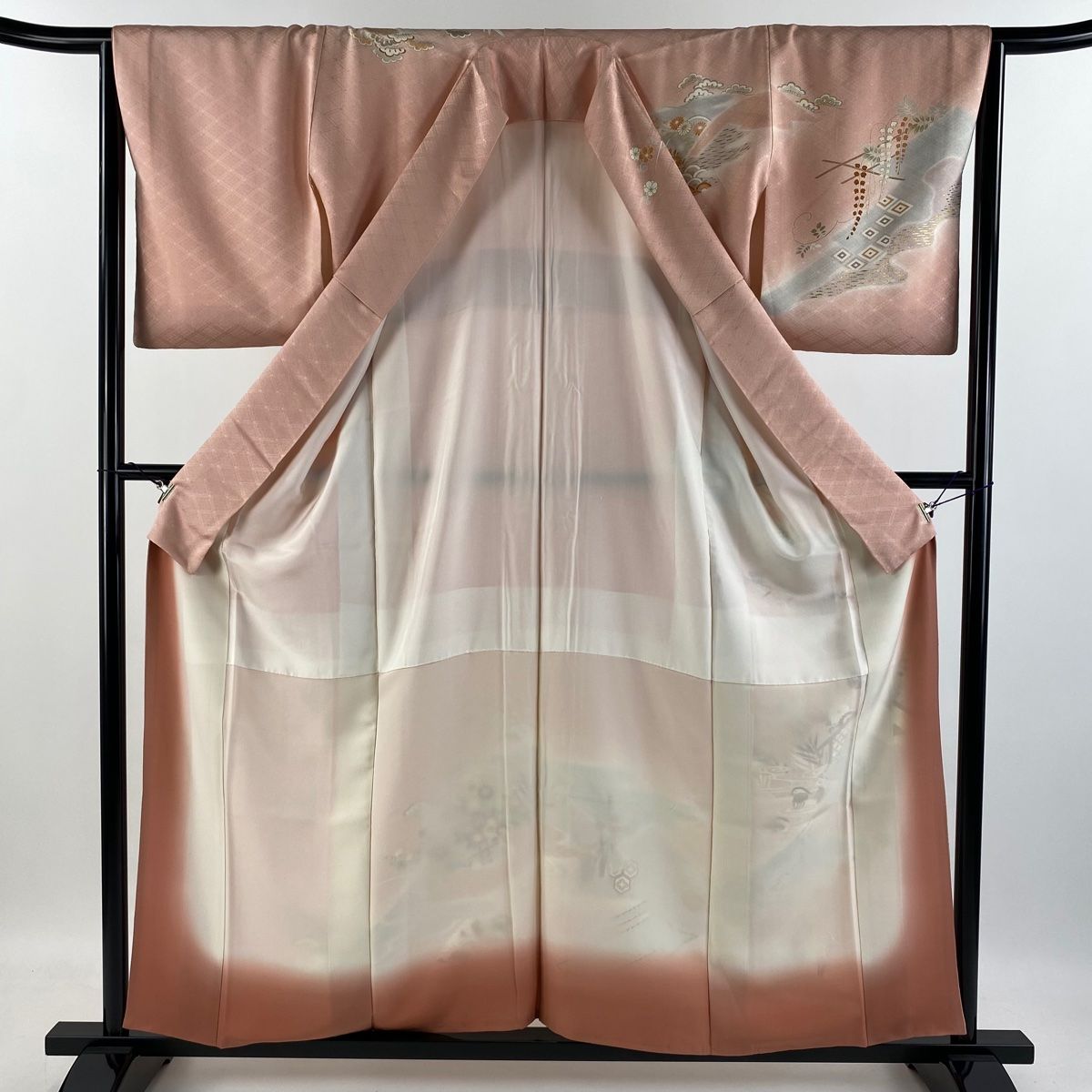 平和屋着物□極上 中国三大刺繍 相良刺繍 訪問着 本場染大島紬 笹竹文