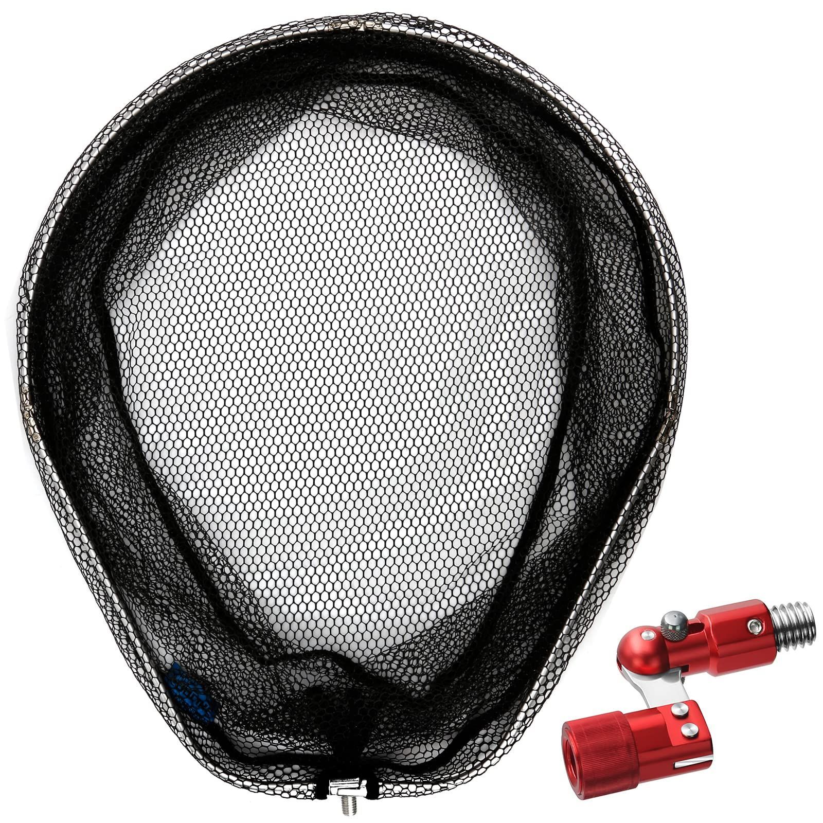 Color レッド SANLIKE ランディングネット タモジョイント アルミ製 大型タモ網 折りたたみ ラバーコーティングネット オーバルフレーム Ｌサイズ タモ枠52×65cm ネットジョイント レッド