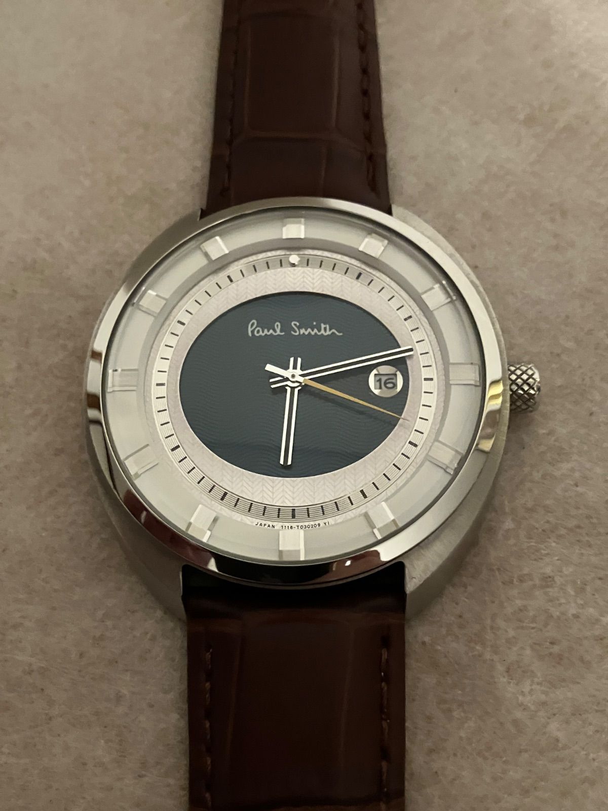 げ 稼働 PaulSmith ポールスミス ドライビング QZ 腕時計 電池 革ベルト