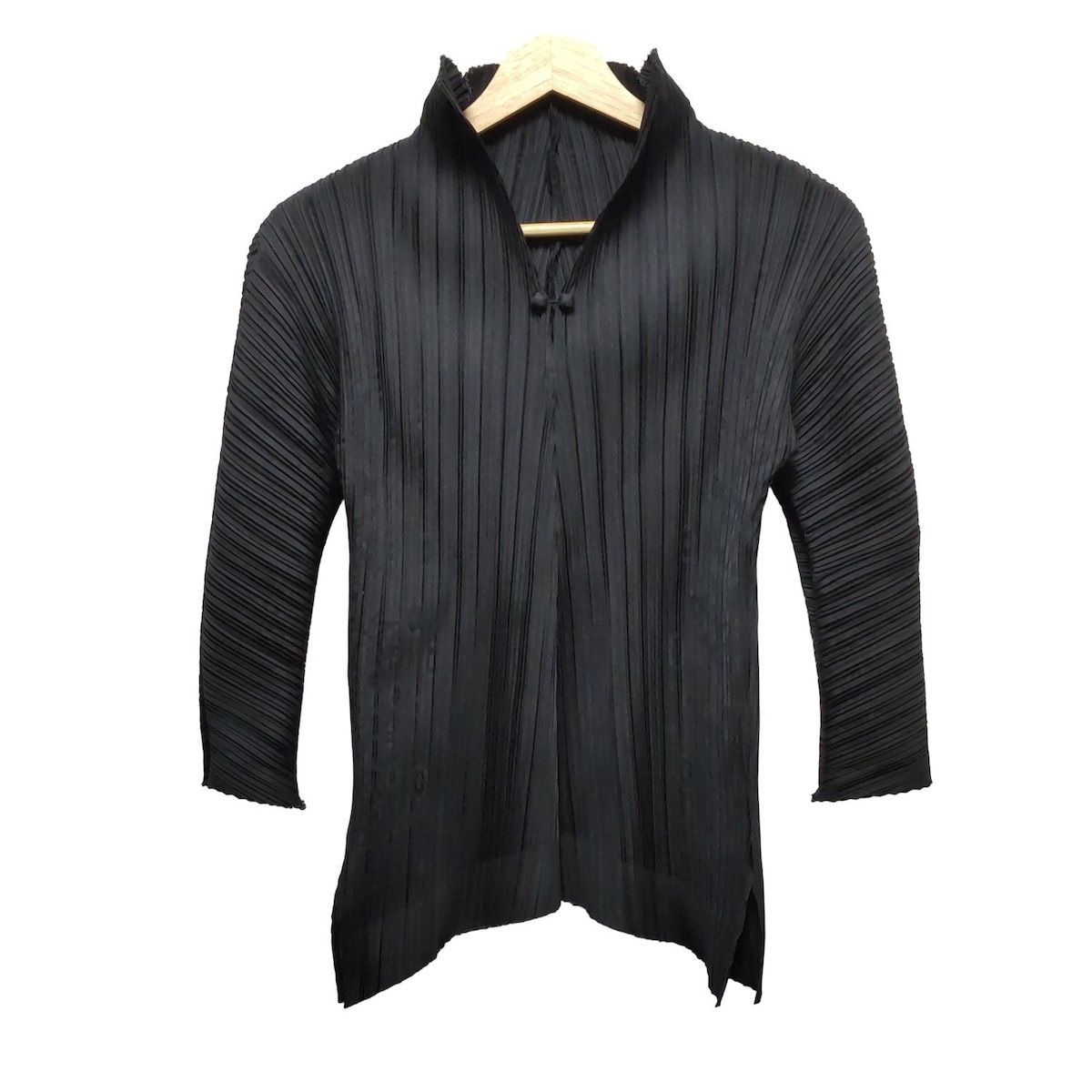 ISSEY MIYAKE FETE イッセイミヤケフェット 七分袖カットソー サイズ2 M レディース - 黒 プリーツ