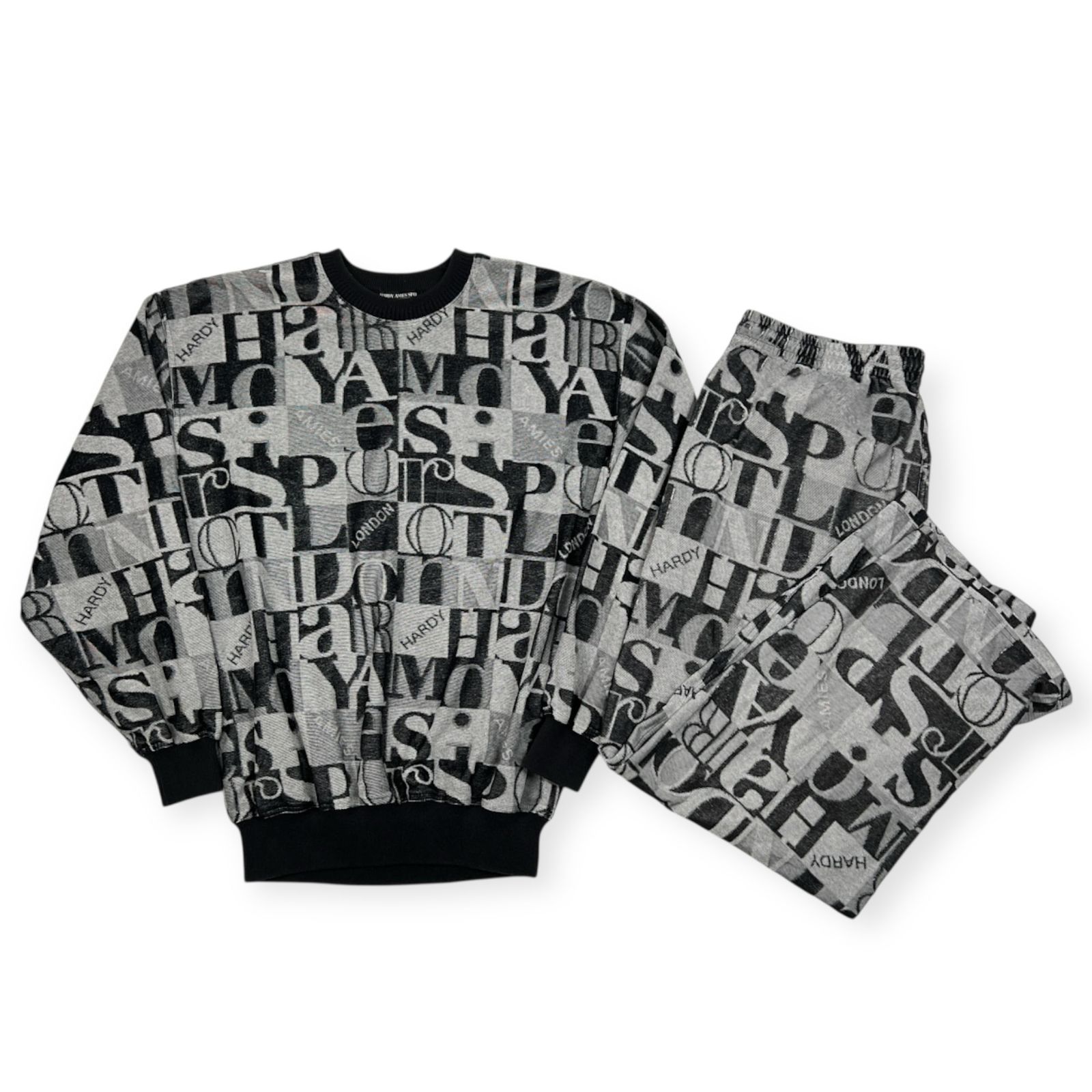 上下セット HARDY AMIES ハーディエイミス 英字総柄 セットアップ 